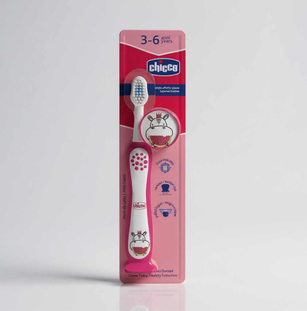 Chicco Escova Dentes de Leite Hipo Rosa 3-6A